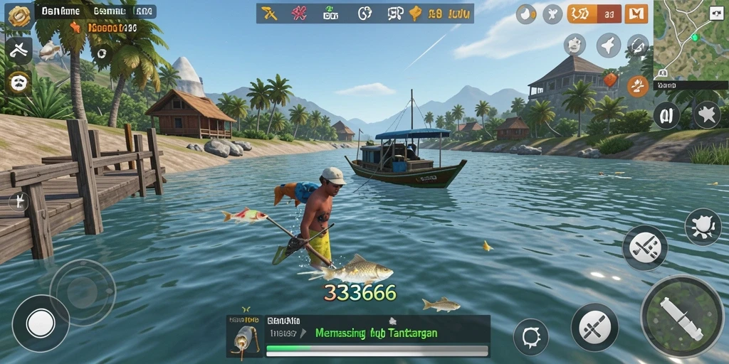 Tampilan gameplay <strong>333666</strong> yang menampilkan momen tangkap ikan yang mendebarkan.
