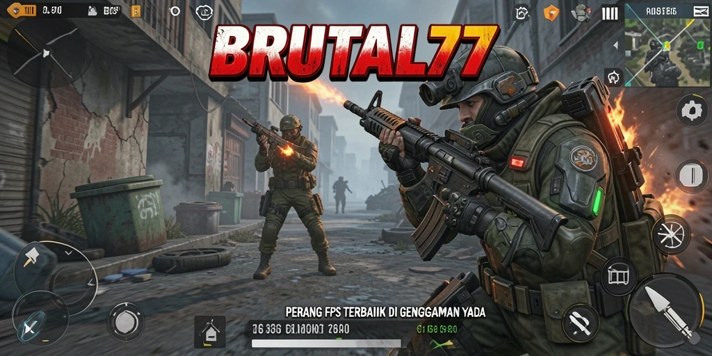 Gameplay seru di BRUTAL77 dengan grafik menakjubkan.