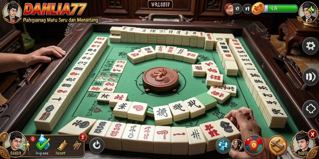 Tampilan gameplay menarik di DAHLIA77 dengan elemen Mahjong klasik.