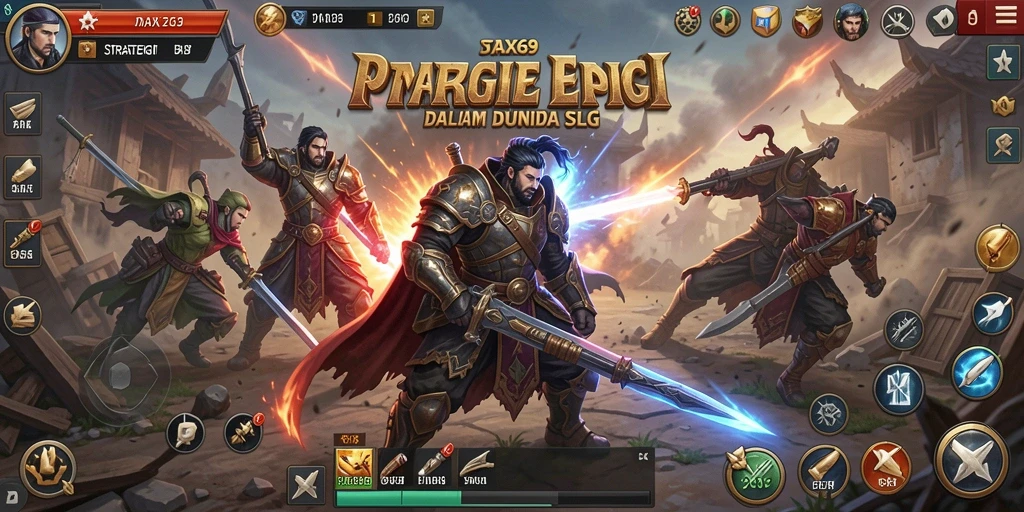 Tampilan gameplay DAX69 yang menampilkan aksi strategis dan peperangan.