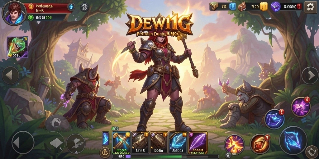 Tampilan gameplay seru dalam dunia fantasi DEWI11.