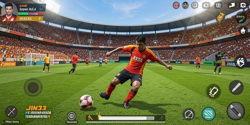 Screenshot JIN33 menampilkan aksi intens dalam pertandingan sepak bola.