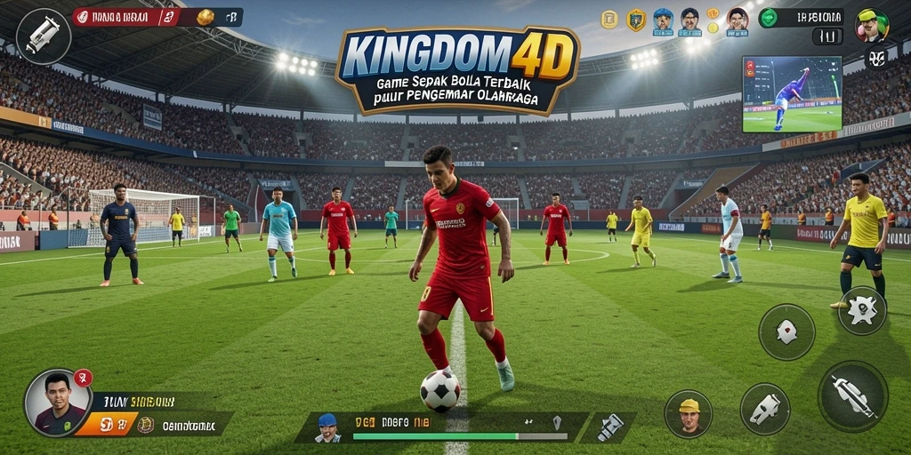 Tangkapan layar gameplay KINGDOM4D, menampilkan aksi mendebarkan di lapangan sepak bola.