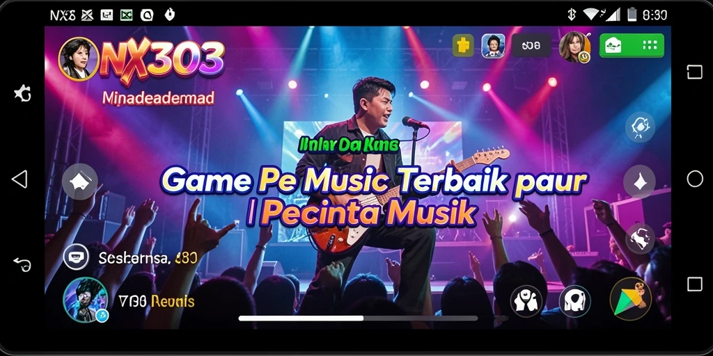 Screenshot NX303 menampilkan gameplay musik yang menarik.