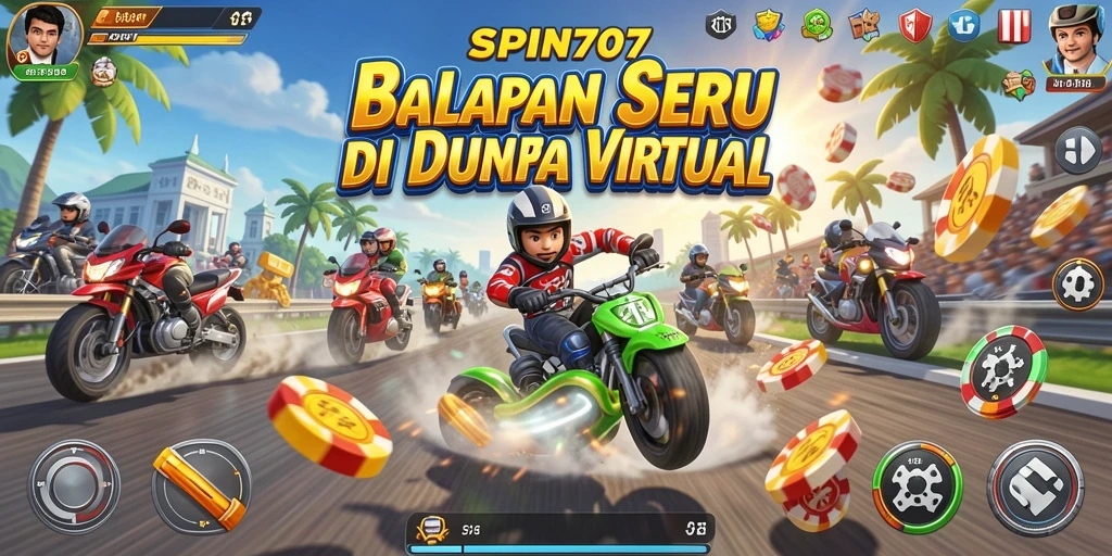 Tangkapan layar SPIN707 menampilkan aksi balapan yang mendebarkan.